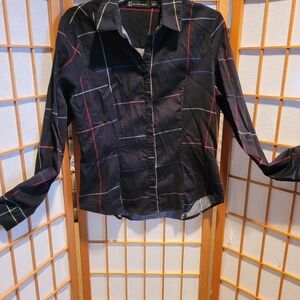New York & Company Black Multicolor  Blouse